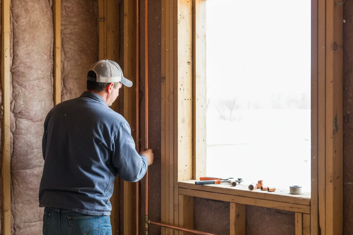 Licensed plumber running new copper supply lines in a Knoxville home