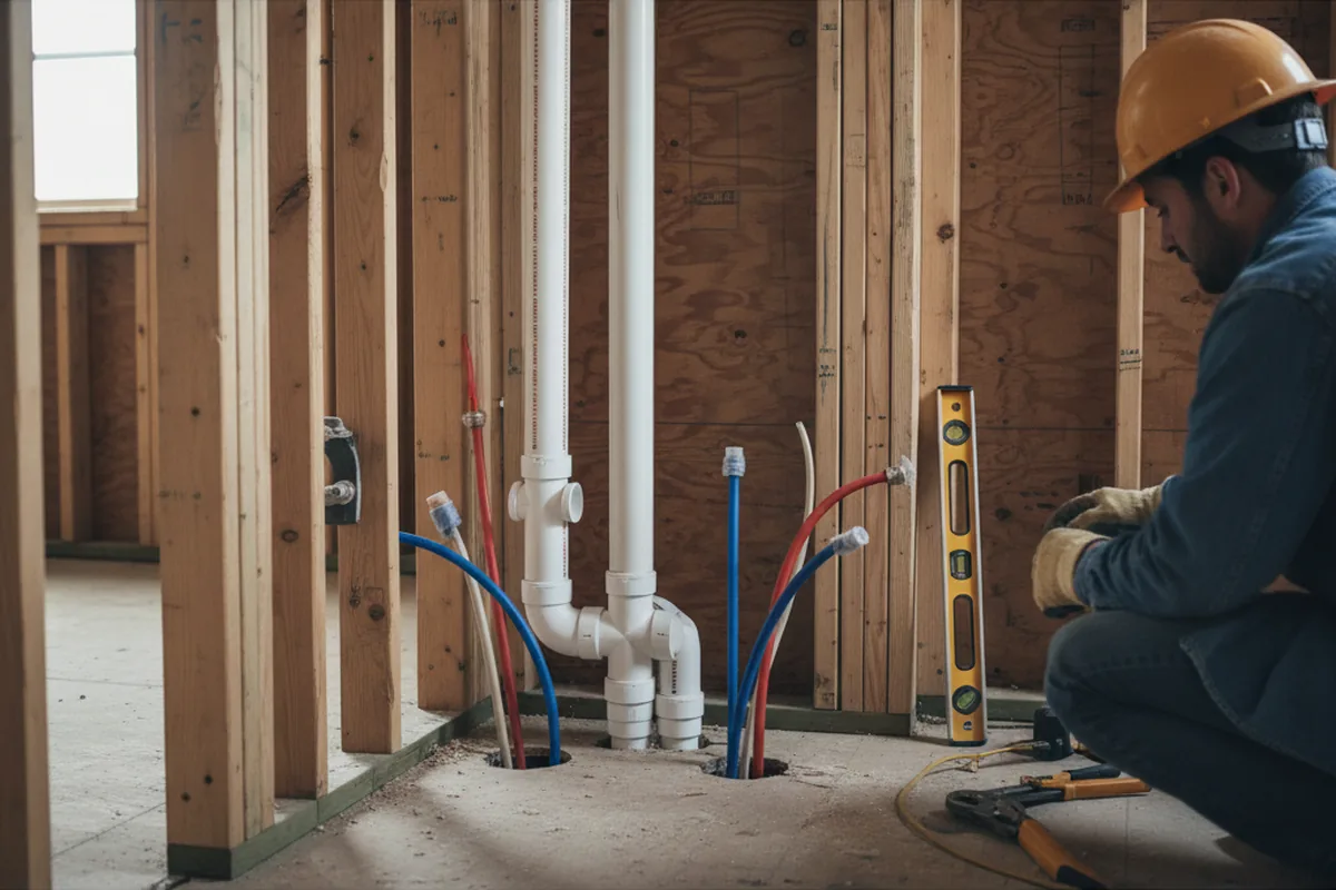 Drain and supply rough-in during Drain Cleaning in Knoxville